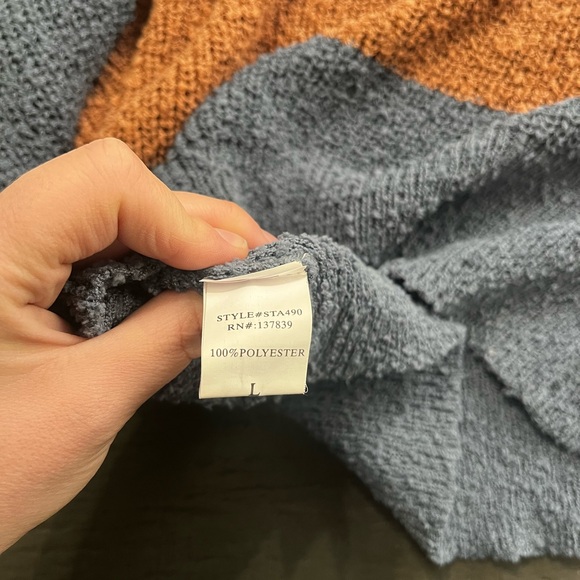 DEBUT cropped Sweater Large Color Blocked Neutral Pullover Casual - Picture 9 of 9